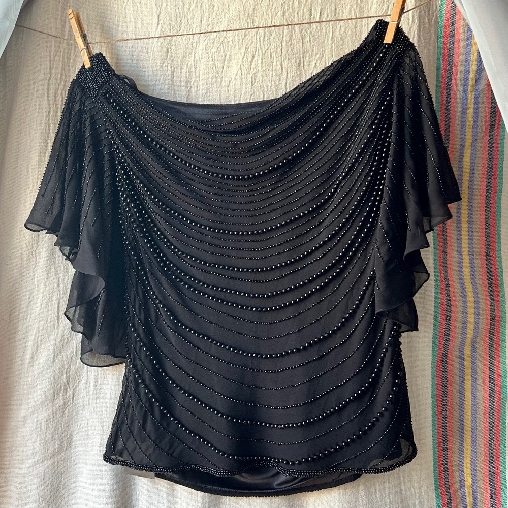 Black beaded top - beads no sequins